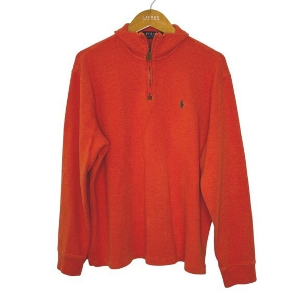 Polo Ralph‎ Lauren 1/4 zip cotton pullover orange